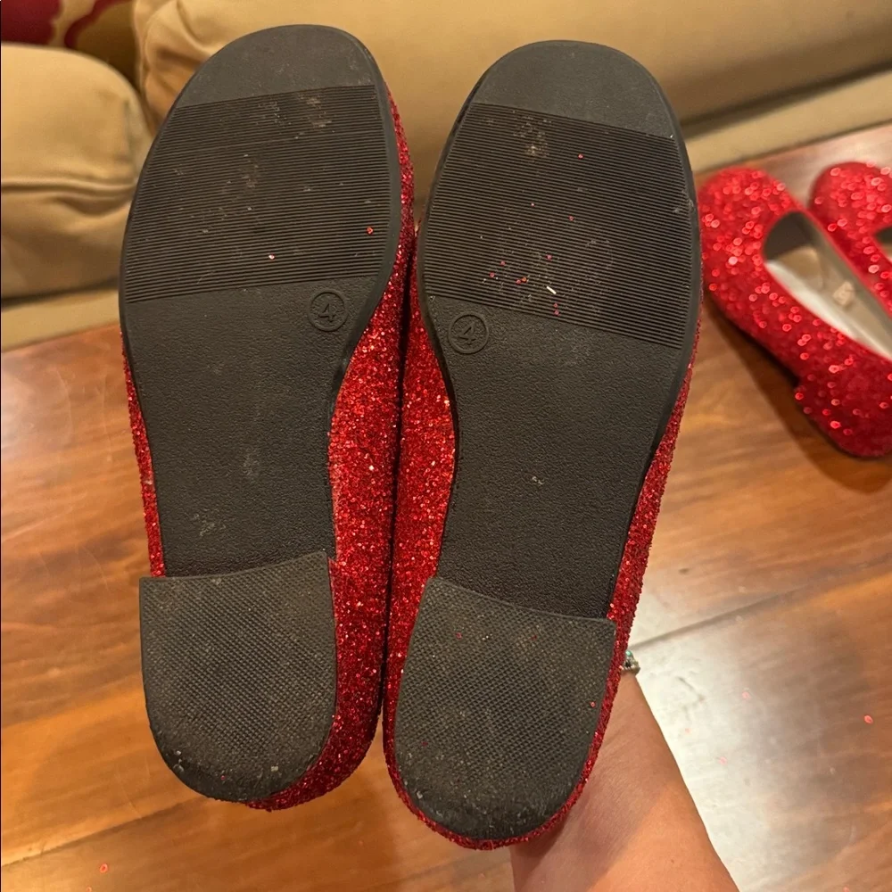 CIRCO Red Glitter Dorothy Wizzard of OZ Slip On Shoes Big  Girls Size 4 Costume